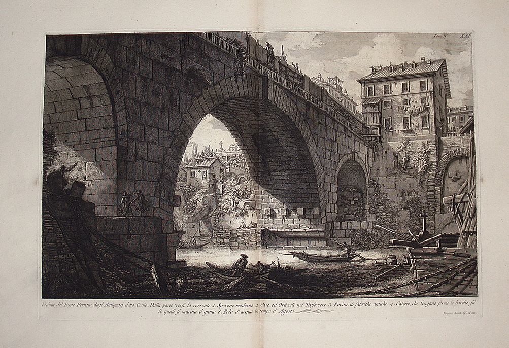 Veduta del Ponte Ferrato degl'Antiquari detto Cestio - Giovanni Battista Piranesi