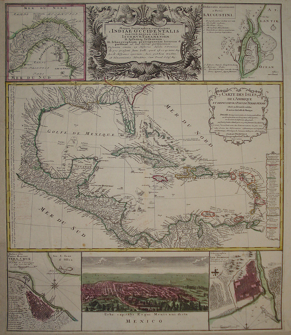 Mappa Geographica Complectens I. Indiae Occidentalis Partem Mediam Circum Isthmum Panamensem -  Eredi Homann