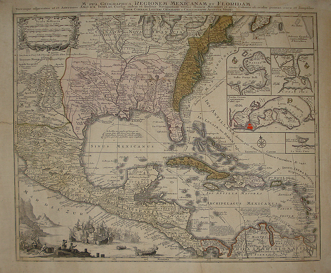 Mappa Geographicam Regionem Mexicanam et Floridam - Tobias Conrad Lotter