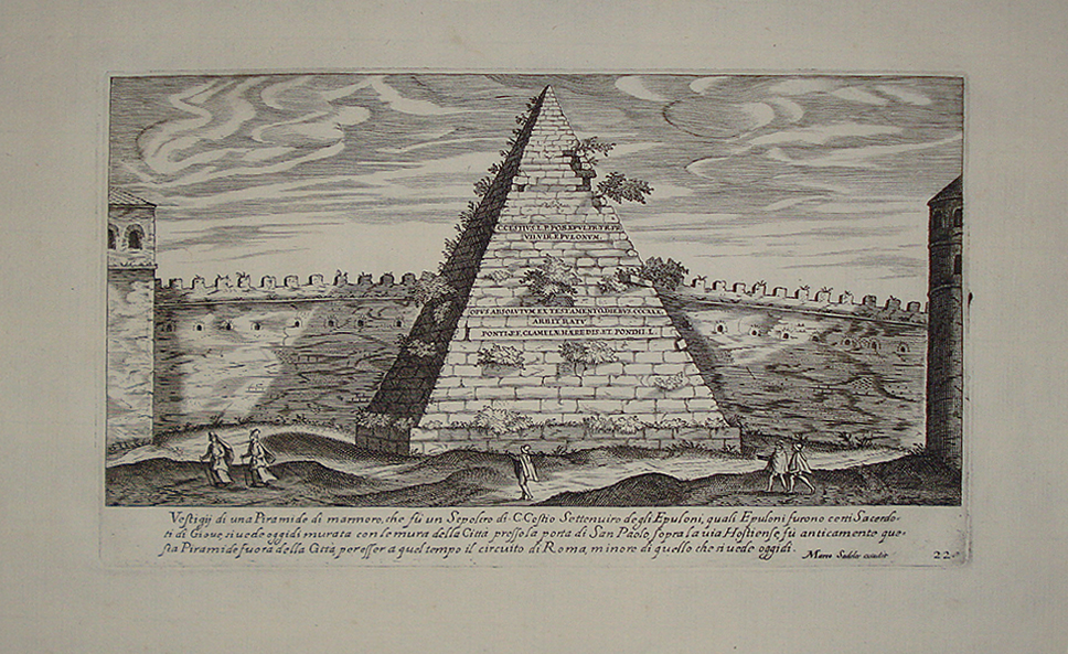 Vestigi di una Piramide di marmo che fu un sepolcro di C. Cestio - Marco Sadeler