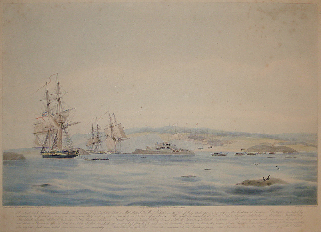 An attack made by a squadron under the command of Captain Charles Malcolm, of H.M.S. Rhin, on the 18th of July 1815 - Rosenberg - Huggins