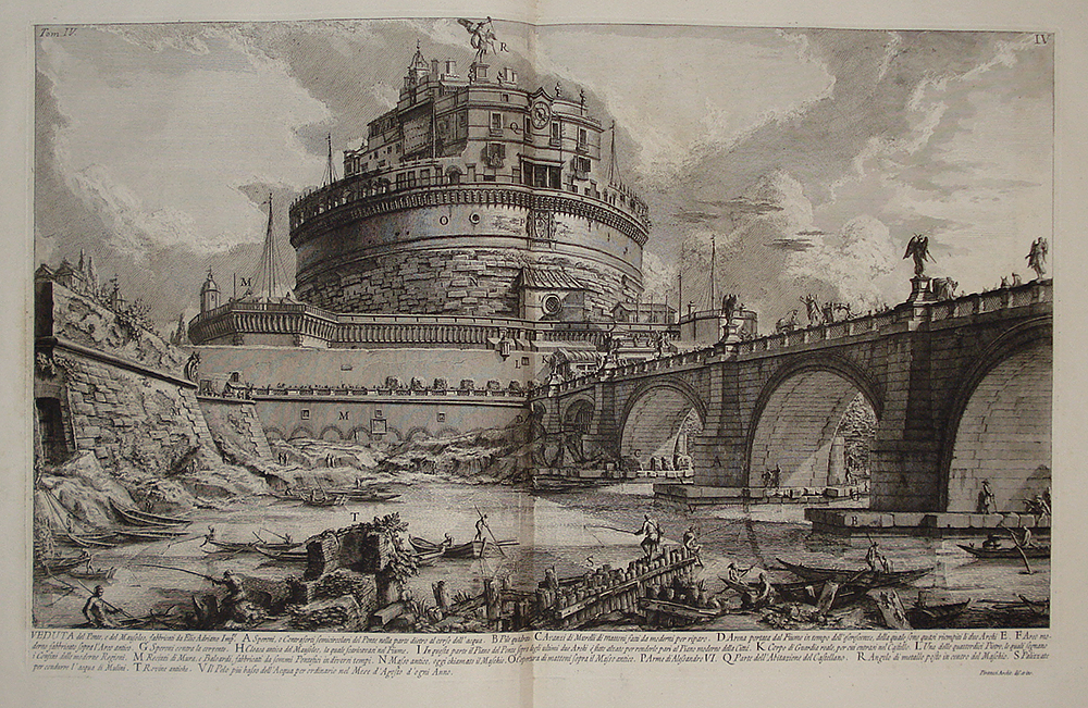 Veduta del Ponte e del Mausoleo fabbricati da Elio Adriano - Giovan Battista Piranesi