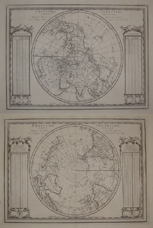 Emisfero Terrestre Settentrionale e Meridionale (mappamondo) - Giovanni Maria Cassini