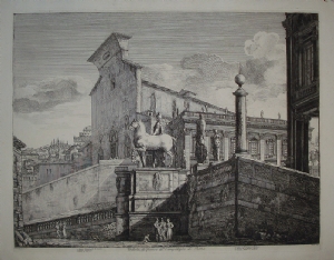 Veduta di fianco del Campidoglio di Roma - Luigi Rossini