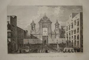 Veduta della facciata principale della Chiesa di San Filippo Neri a Napoli - Abbè de Saint-Non