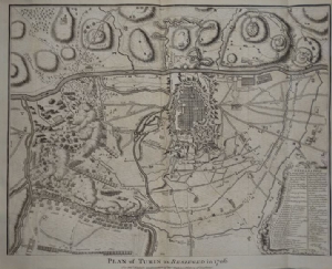 Pianta di Torino durante l'assedio del 1706 - Nicolas Tindal